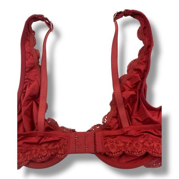 Aerie Red Lace Lowcut Underwire No Padding Bra Size 36C - Picture 6 of 6